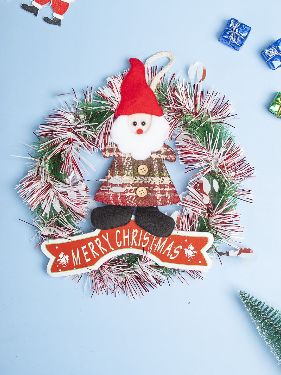 

MARKET99 Santa Christmas Decorative Hanging Wreath, Red