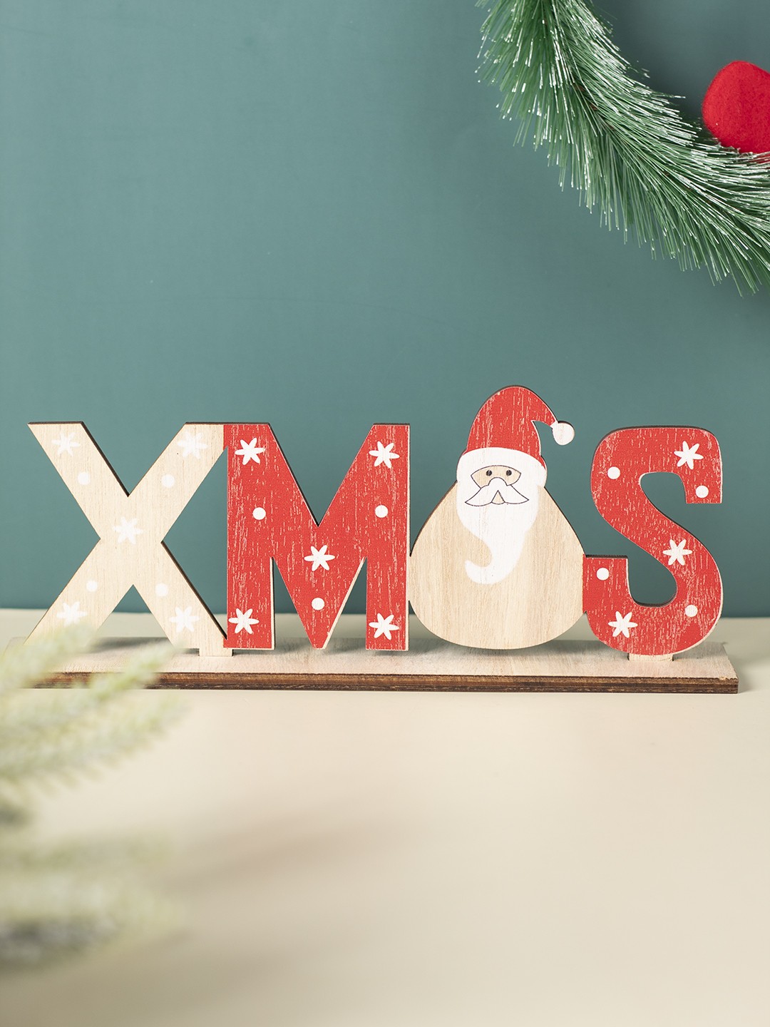 

MARKET99 Santa Face Design Christmas "XMAS" Decoration Plaque, Multi