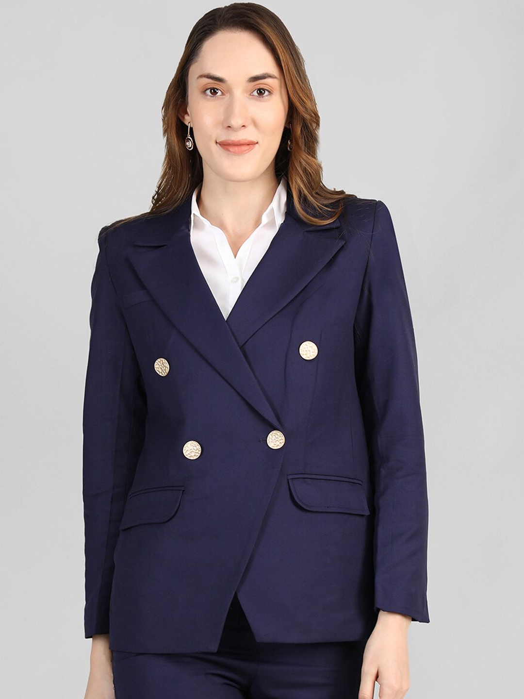 

Dlanxa Women Double-Breasted Blazer, Navy blue