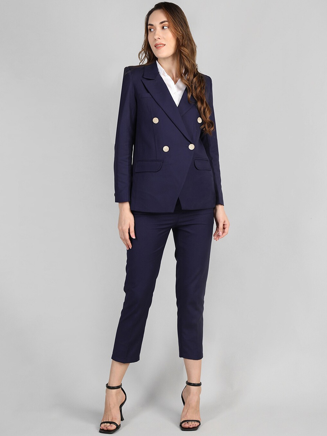 

Dlanxa Women Double-Breasted 2-Piece Suit, Navy blue