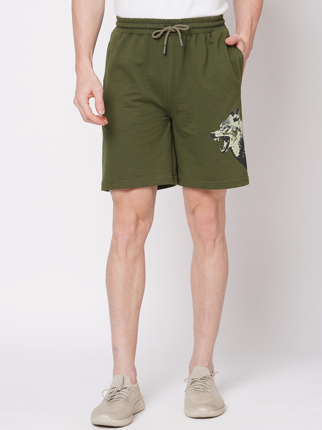 

FiTZ Men Printed Slim Fit Outdoor Shorts, Olive