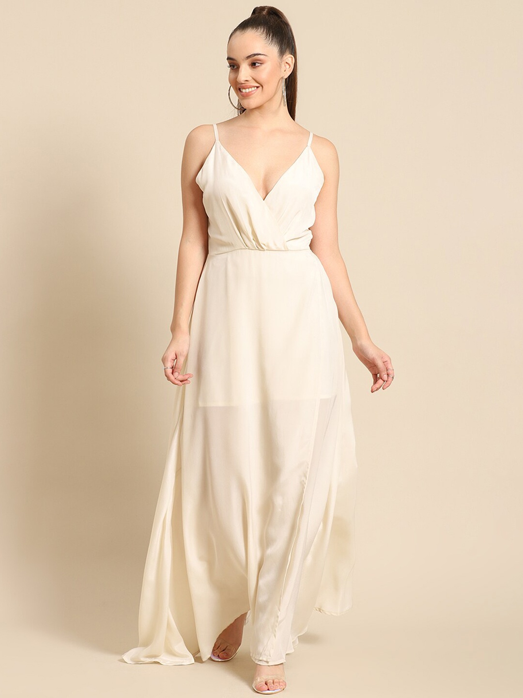 

DODO & MOA Satin Maxi Dress, Off white