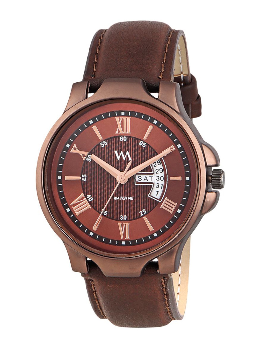 

WM Men Brass Dial & Leather Straps Analogue Watch DDWM-039, Brown