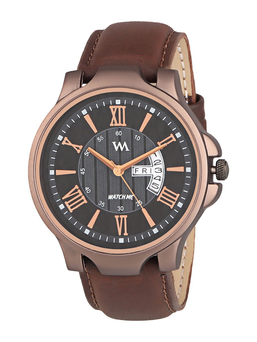 

WM Men Printed Dial & Leather Straps Analogue Watch DDWM-023, Black