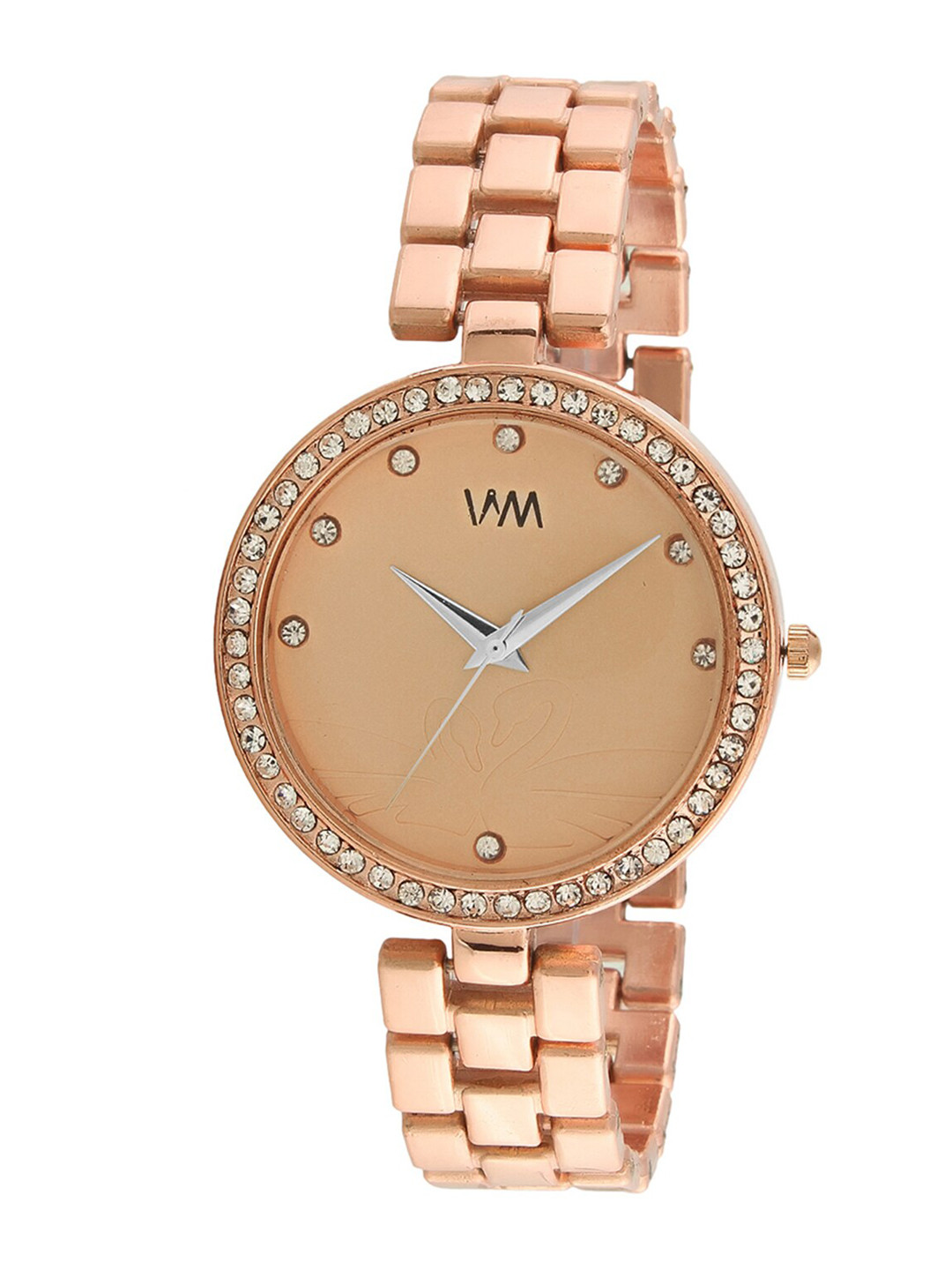 

WM Women Brass Embellished Dial & Stainless Steel Bracelet Style Straps Watch WMAL-335, Rose gold