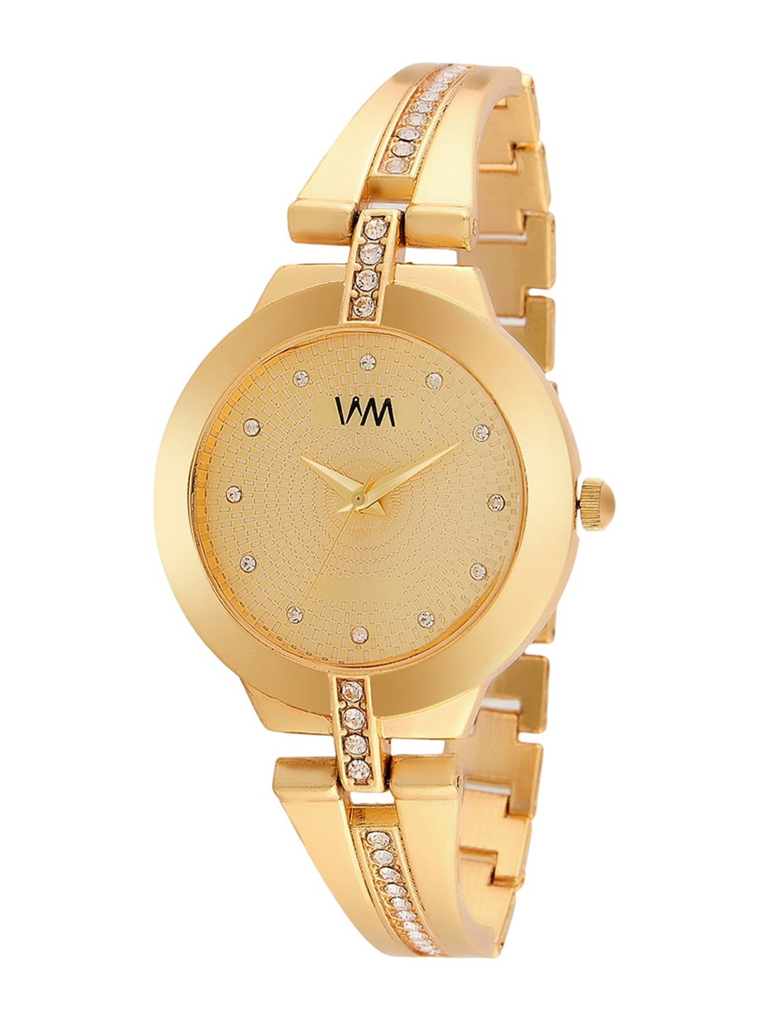 

WM Men Brass Embellished Dial & Stainless Steel Straps Analogue Watch WMAL-337, Gold