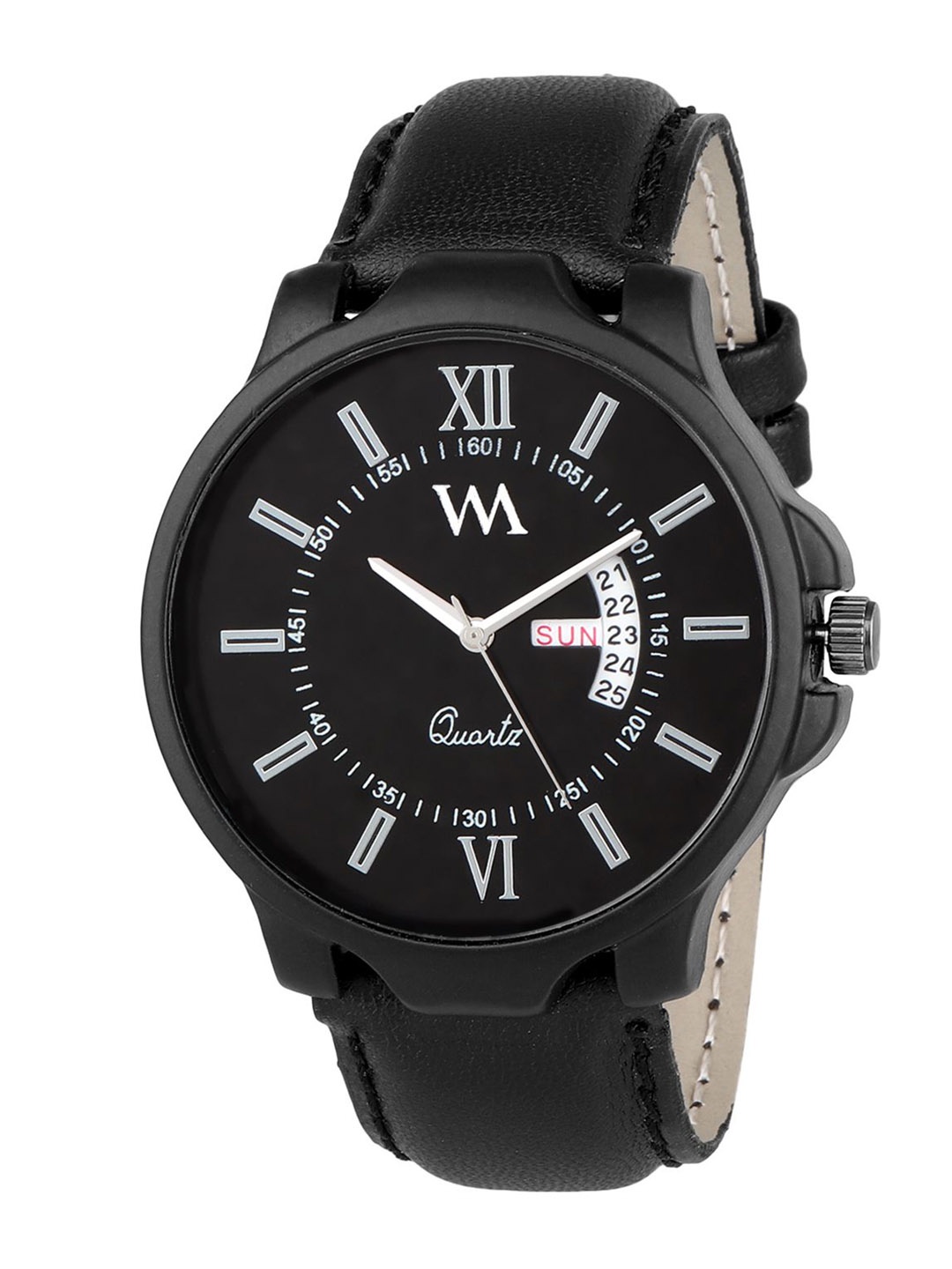 

WM Men Brass Printed Dial & Leather Straps Analogue Watch DDWM-022, Black