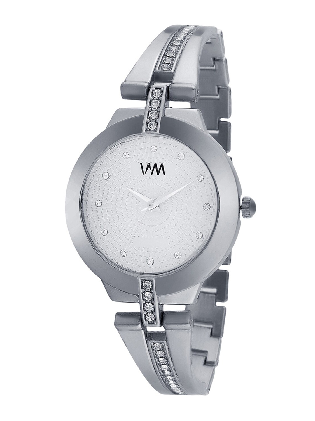 

WM Women Brass Embellished Dial & Stainless Steel Straps Analogue Watch WMAL-339, Silver