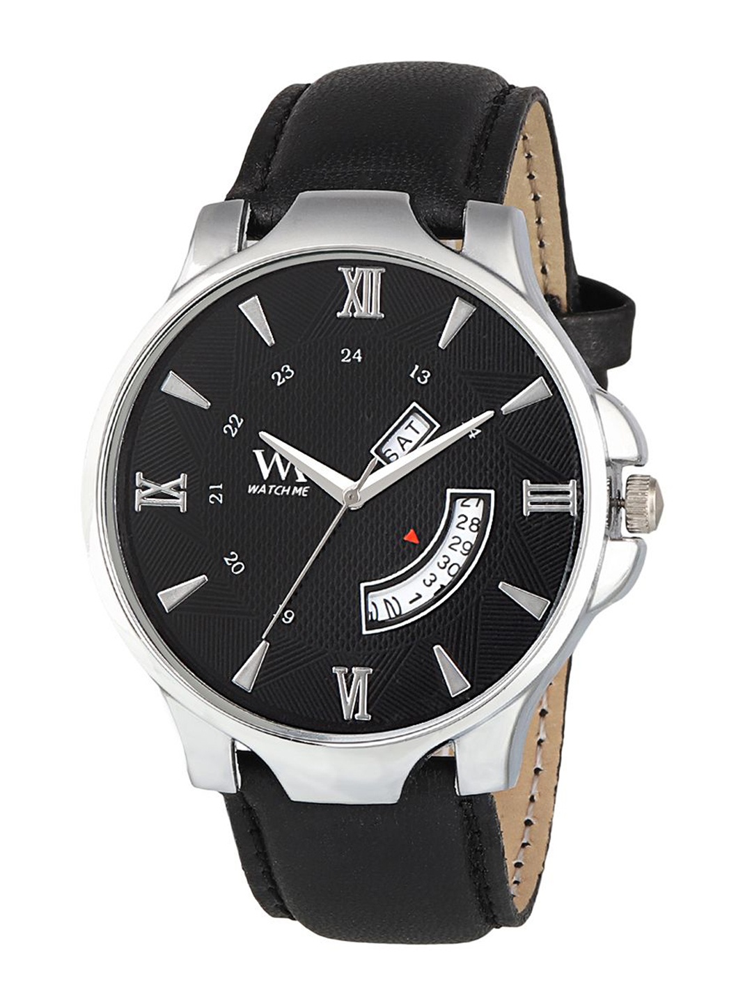 

WM Men Brass Printed Dial & Leather Straps Analogue Watch DDWM-045, Black