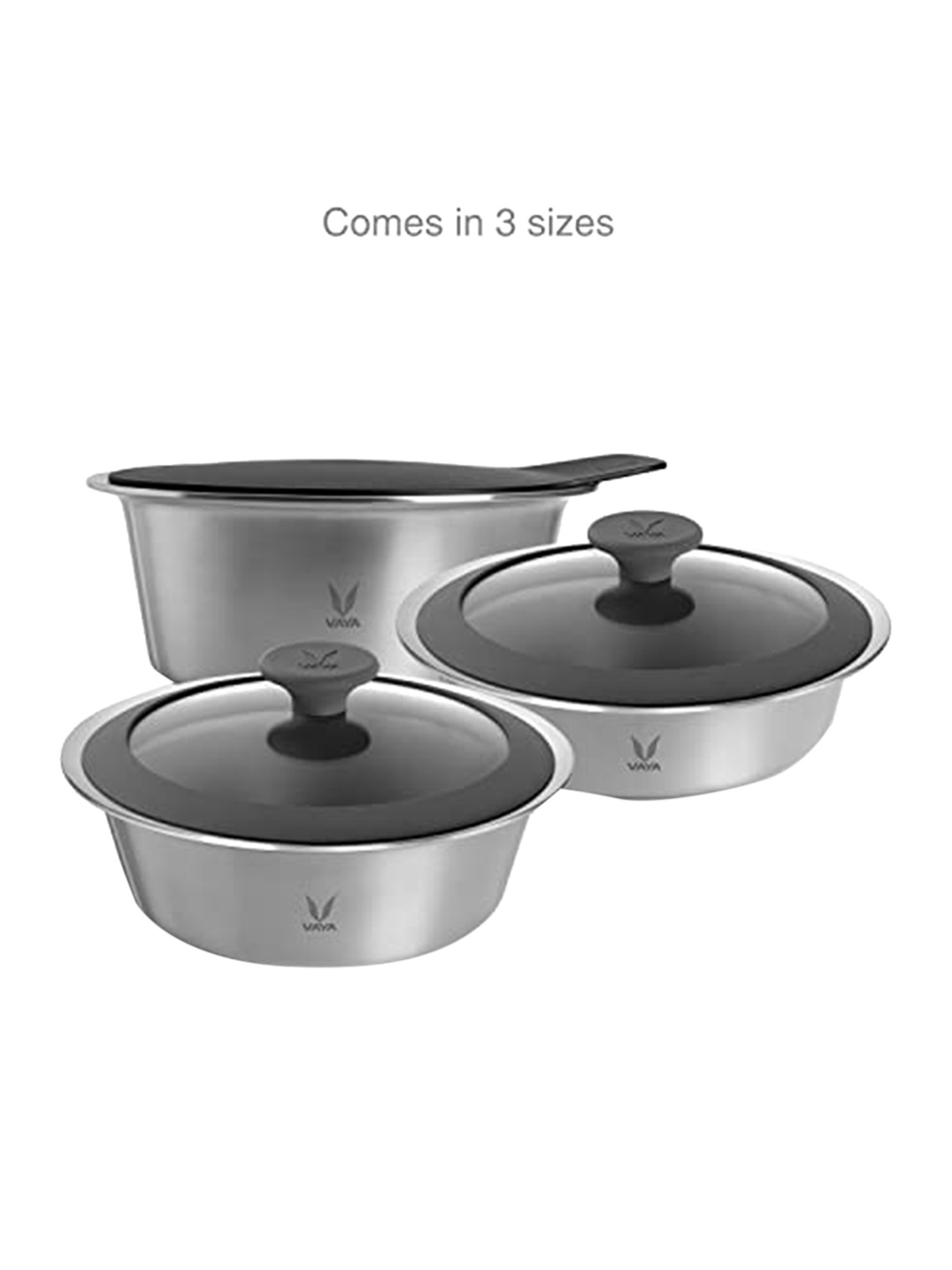 

Vaya Stainless Steel Stack Lid + Glass Lid Casserole 2L, Silver