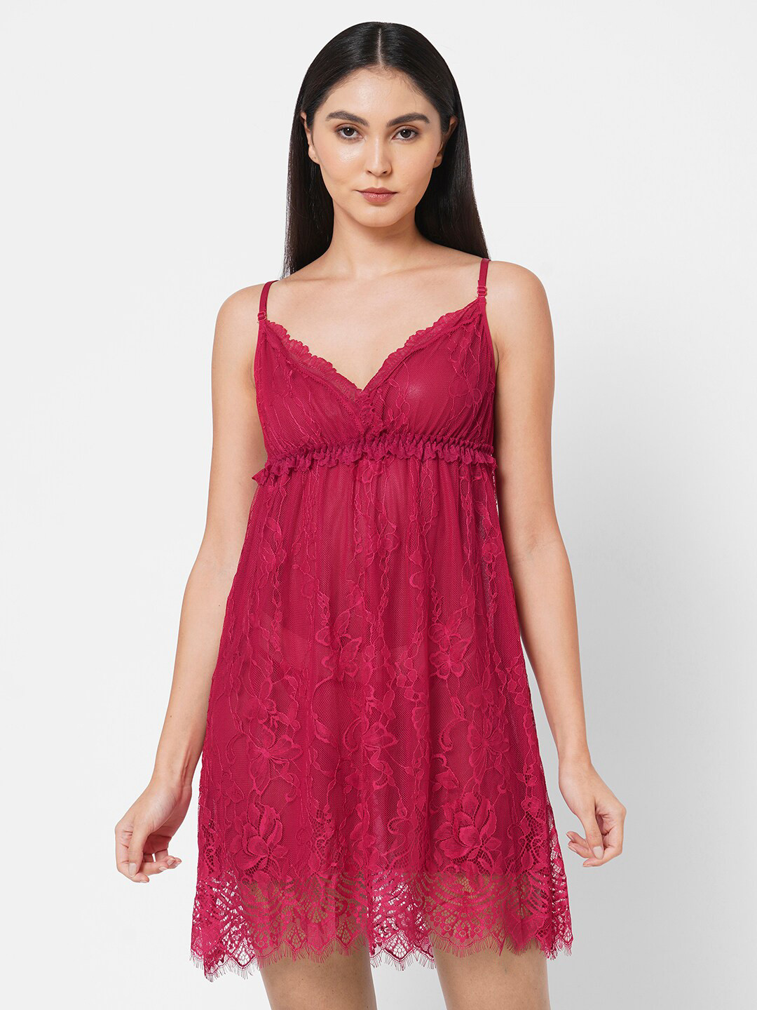 

FashionRack Maroon Net Baby Doll