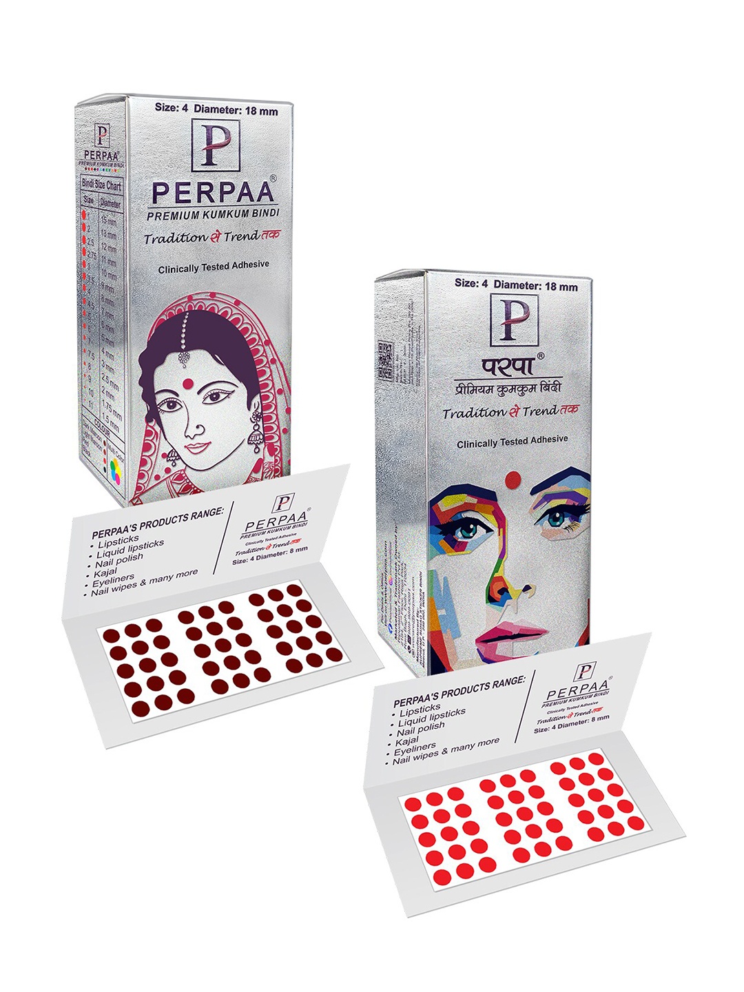 

PERPAA Premium Kumkum Set Of 2 Round Stick On Bindi Book - Black & Red, Multi