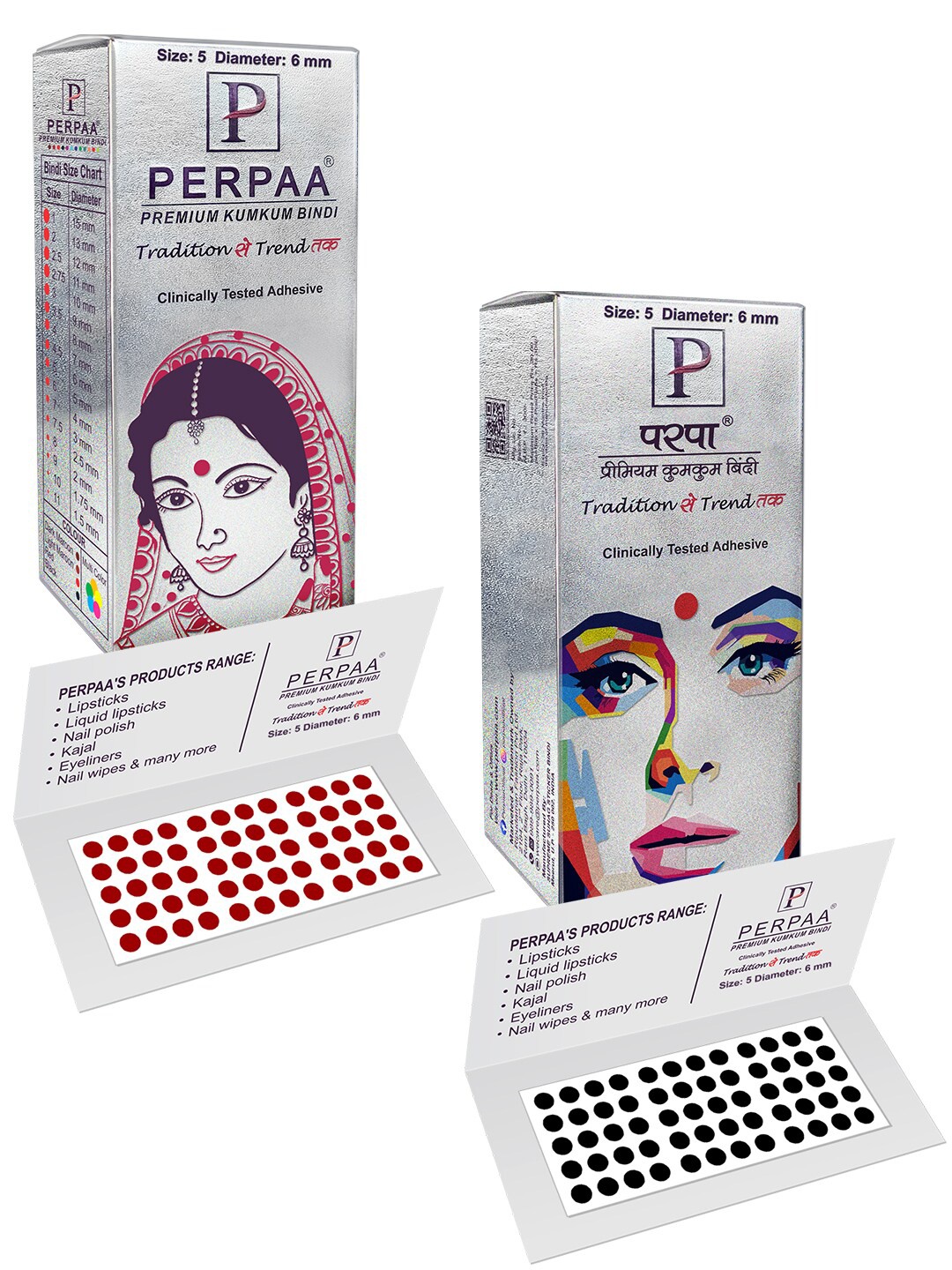 

PERPAA Set Of 2 Black & Light Maroon Kumkum Round Bindi Book, Multi