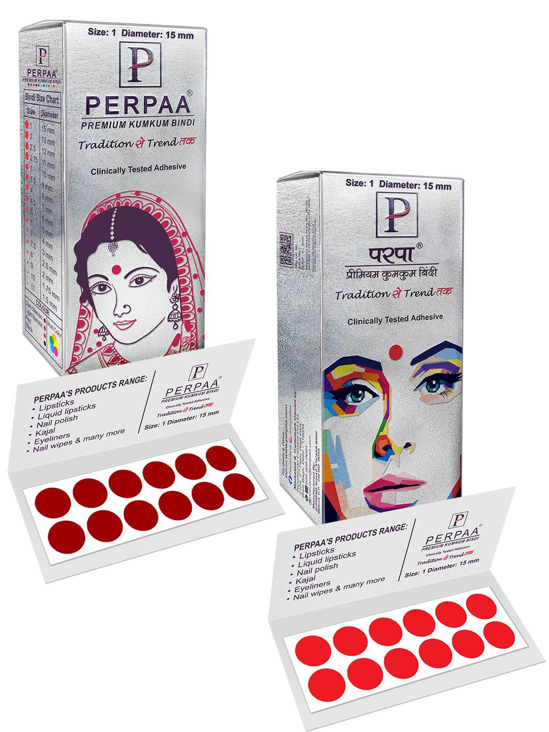 

PERPAA Premium Kumkum Set Of 2 Round Stick On Bindi Book - Maroon & Red, Multi