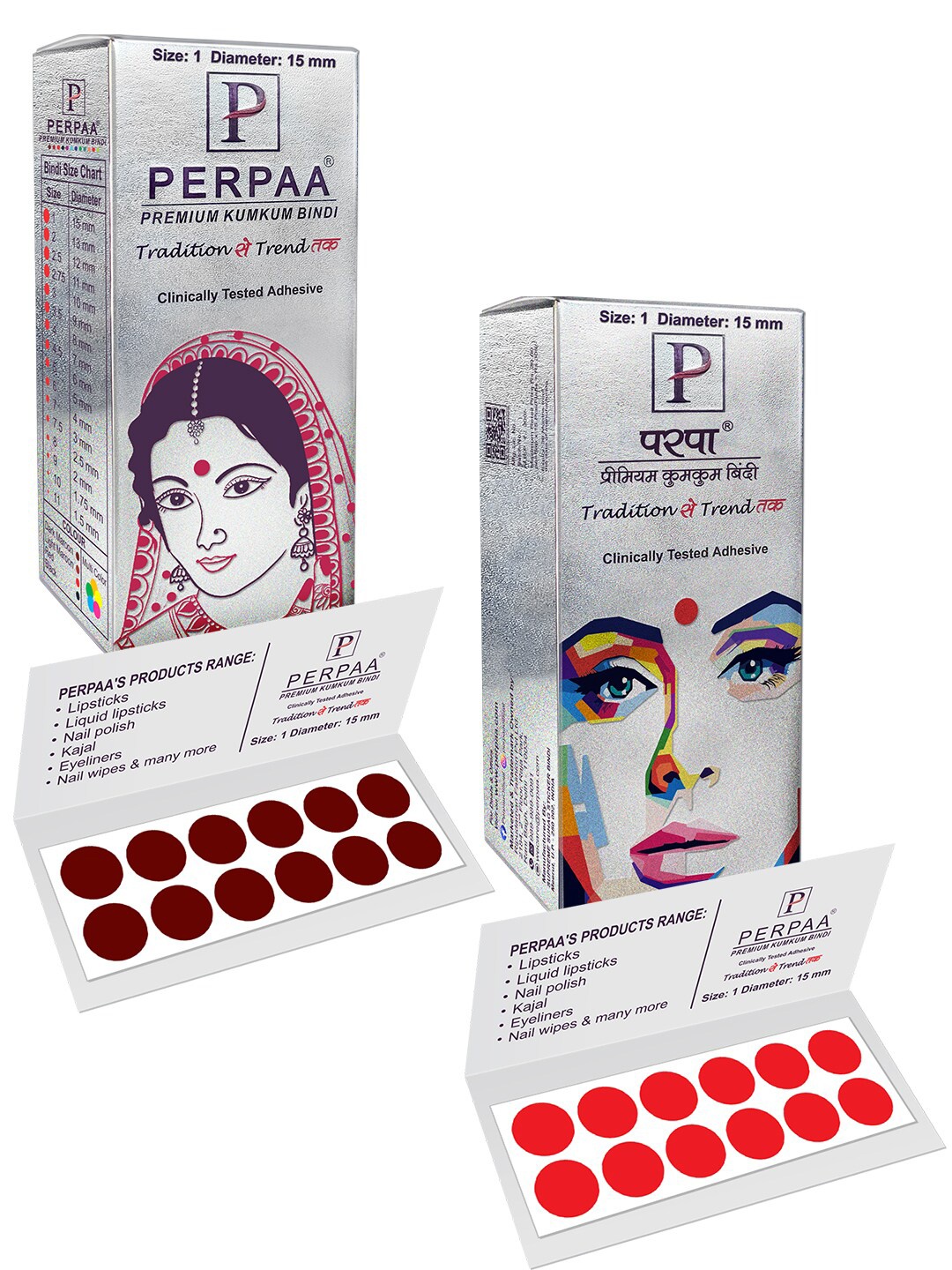 

PERPAA Set Of 2 Red & Dark Maroon Kumkum Round Bindi Book, Multi