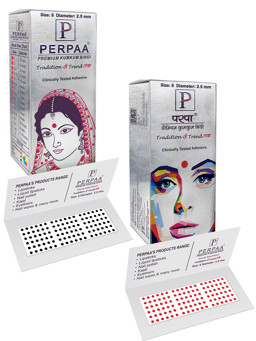 

PERPAA Set Of 2 Red & Black Kumkum Round Bindi Book, Multi