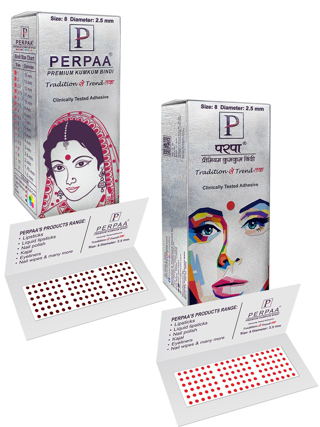

PERPAA Premium Kumkum Set Of 2 Round Stick On Bindi Book - Maroon & Red