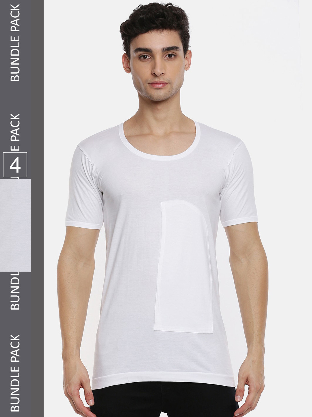 

Ramraj Pack of 4 Solid Half Sleeve Cotton Vest with Pocket, White