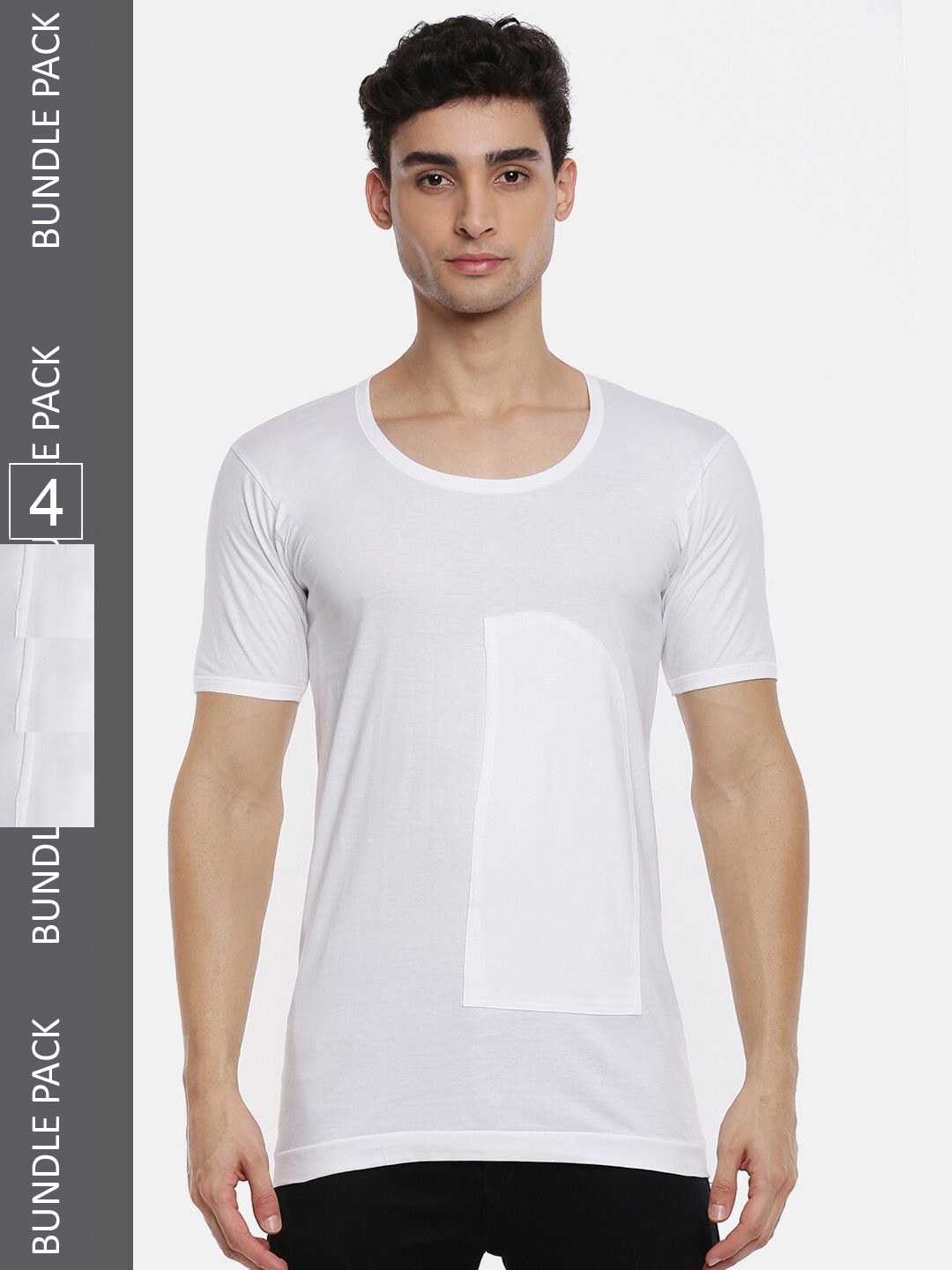 

Ramraj Pack of 4 Solid Half Sleeve Cotton Vest with Pocket, White