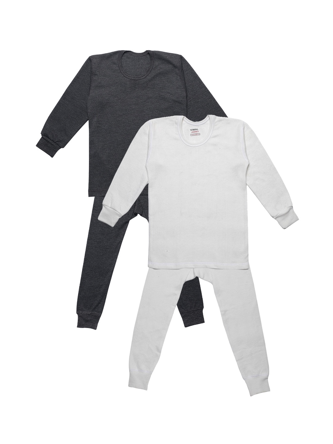 

VIMAL JONNEY Unisex Kids Pack of 2 Cotton Thermal Sets, White