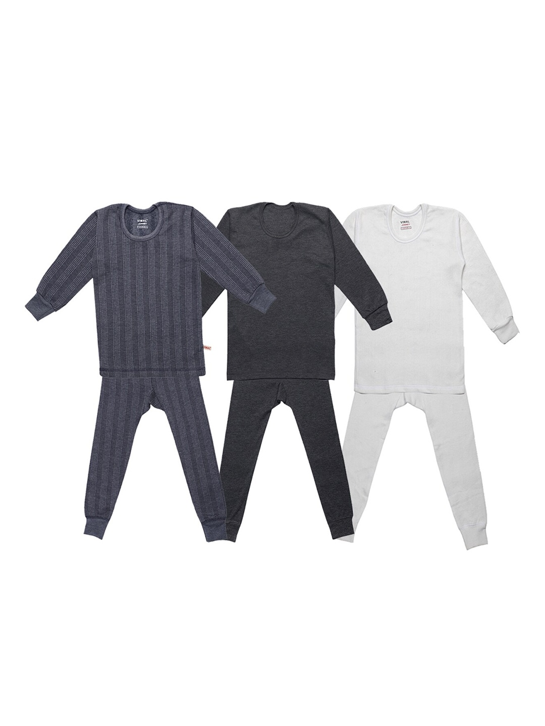 

VIMAL JONNEY Kids Pack of 3 Cotton Thermal Sets, Grey