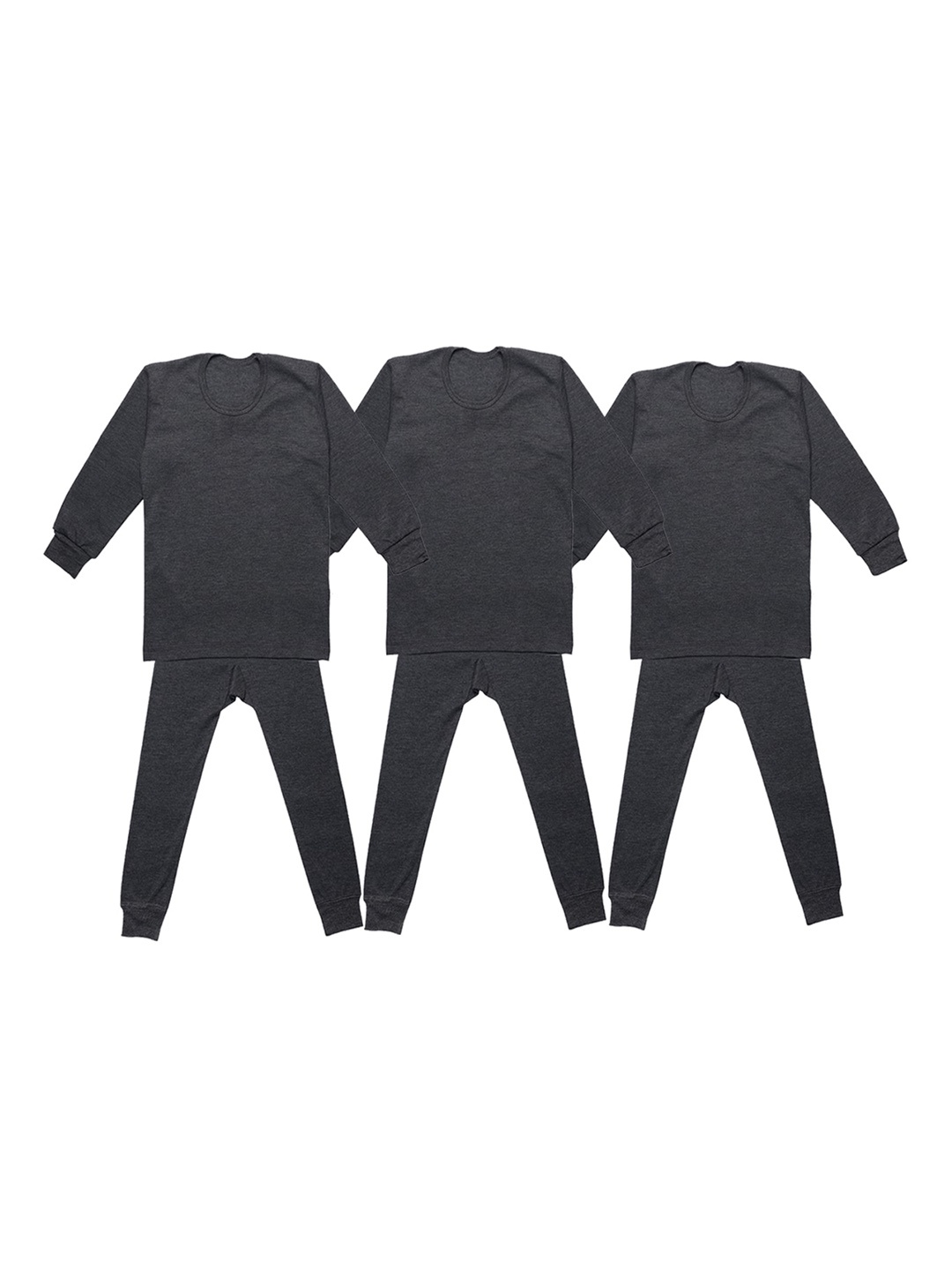 

VIMAL JONNEY Kids Pack of 3 Cotton Thermal Sets, Charcoal