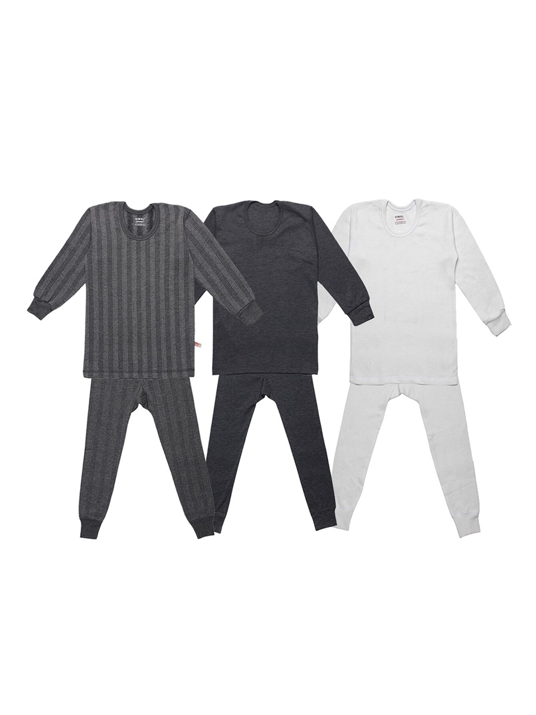 

VIMAL JONNEY Kids Pack of 3 Cotton Thermal Sets, White