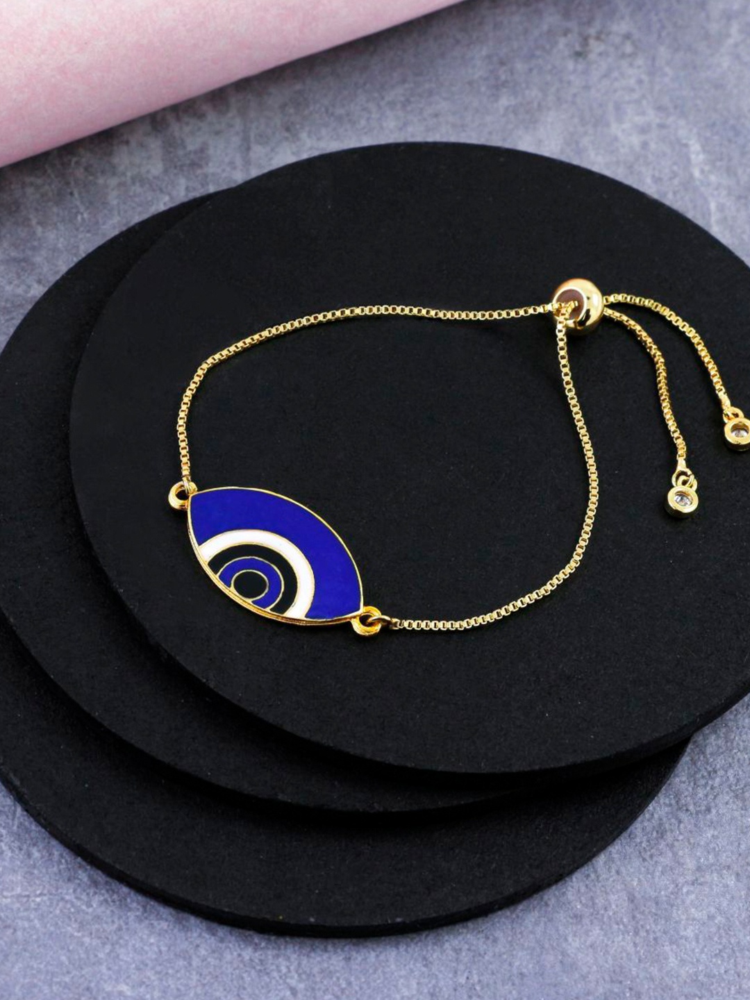

ZIVOM Women Gold-Toned & Blue Brass Enamelled Gold-Plated Charm Bracelet