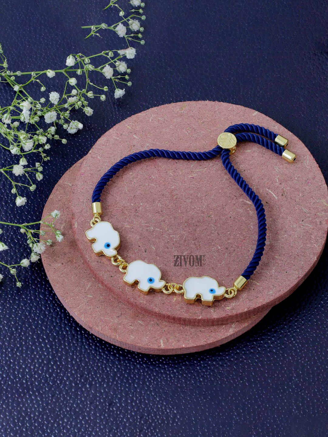 

ZIVOM Women Gold-Toned & Blue Brass Enamelled Gold-Plated Charm Bracelet
