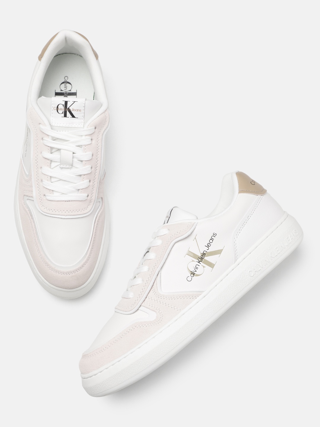 

Calvin Klein Jeans Men Brand Logo Printed Sneakers, White