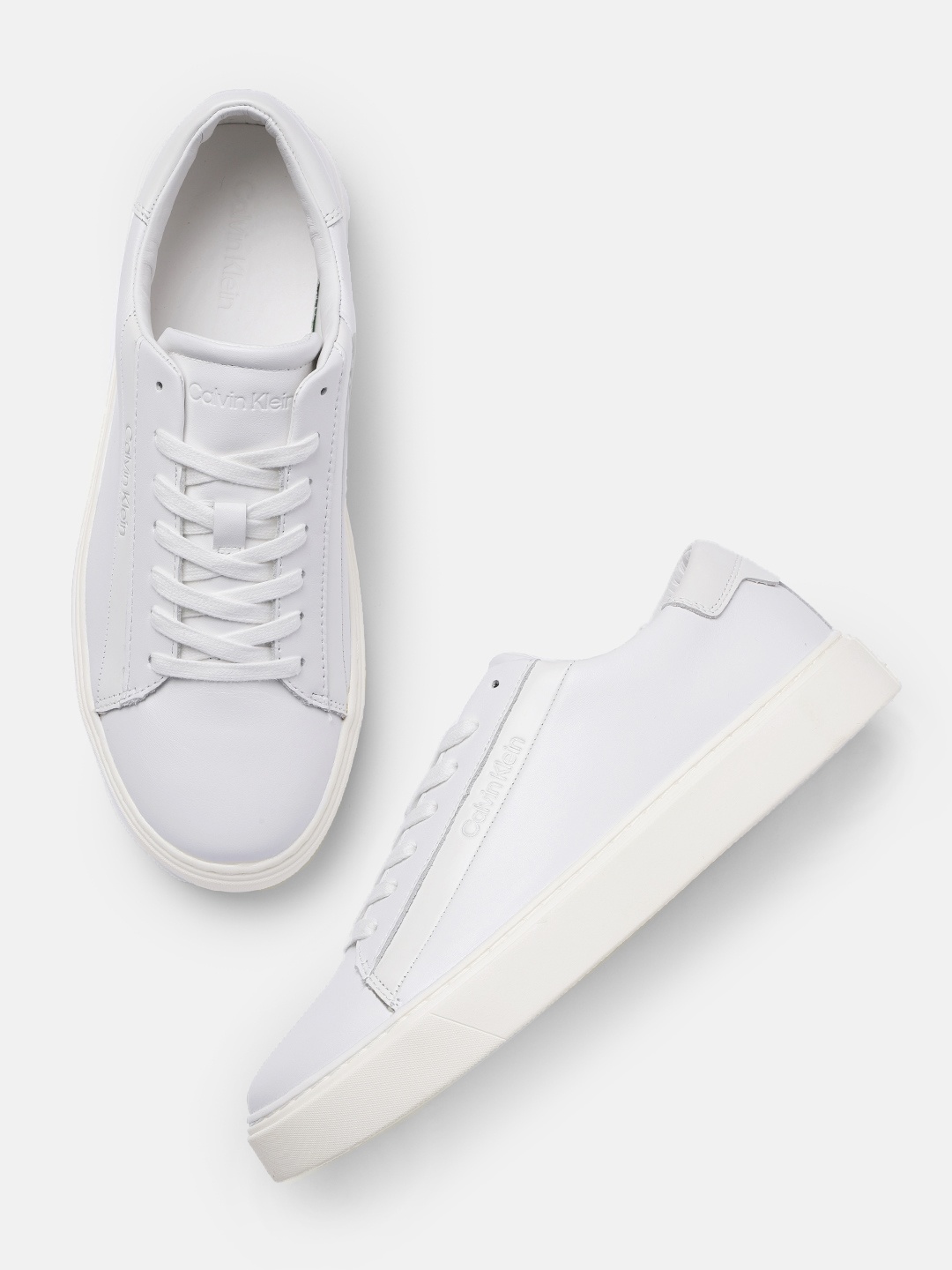 

Calvin Klein Jeans Men Leather Sneakers, White