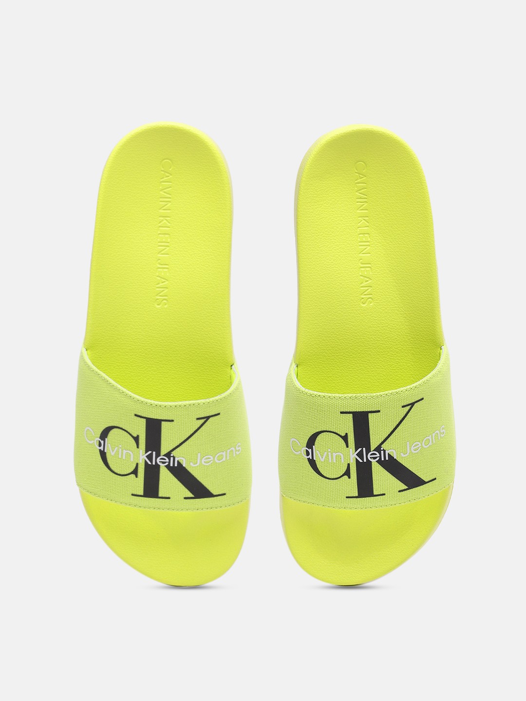 

Calvin Klein Jeans Men Brand Logo Printed Sliders, Yellow