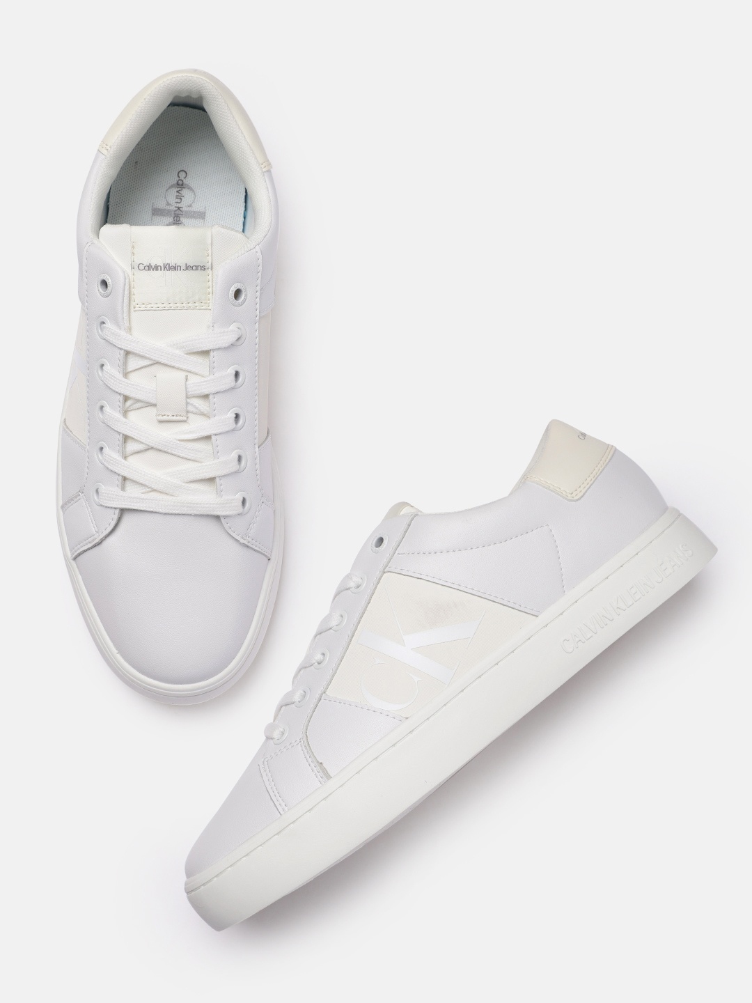 

Calvin Klein Jeans Men Leather Sneakers, White