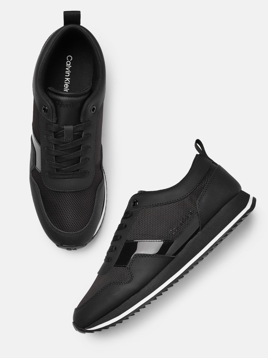 

Calvin Klein Jeans Men Leather Sneakers, Black