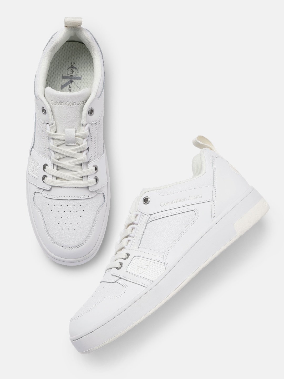 

Calvin Klein Jeans Men Leather Sneakers, White