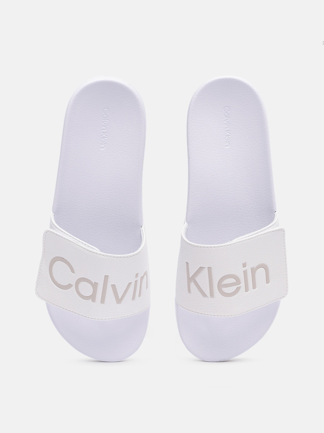 

Calvin Klein Jeans Men Brand Logo Printed Sliders, Off white