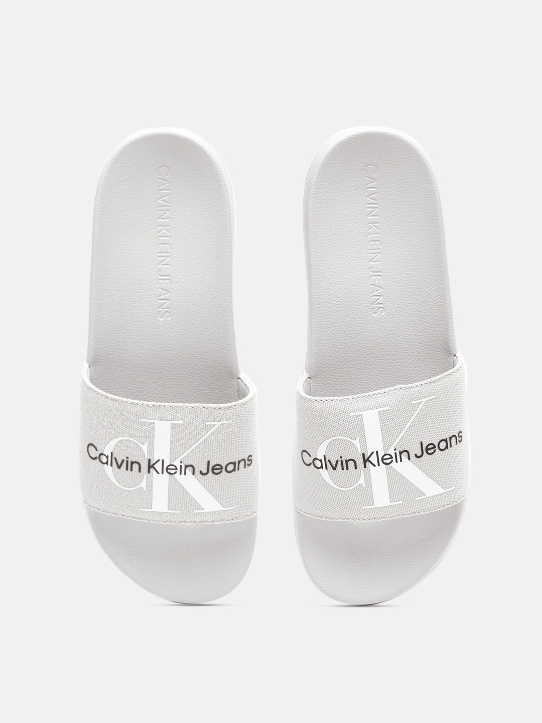 

Calvin Klein Jeans Men Brand Logo Printed Sliders, Grey