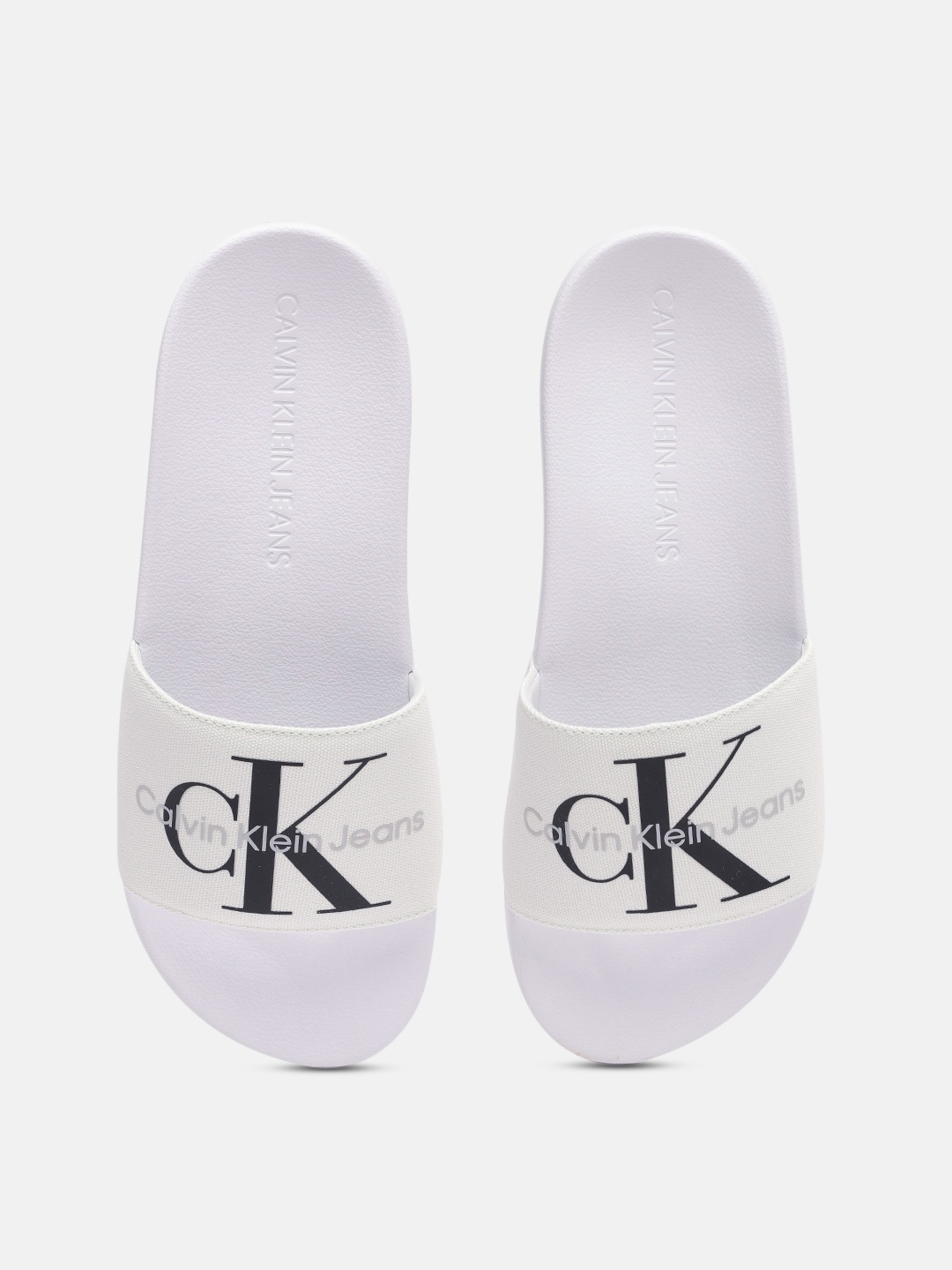 

Calvin Klein Jeans Men Brand Logo Printed Sliders, White