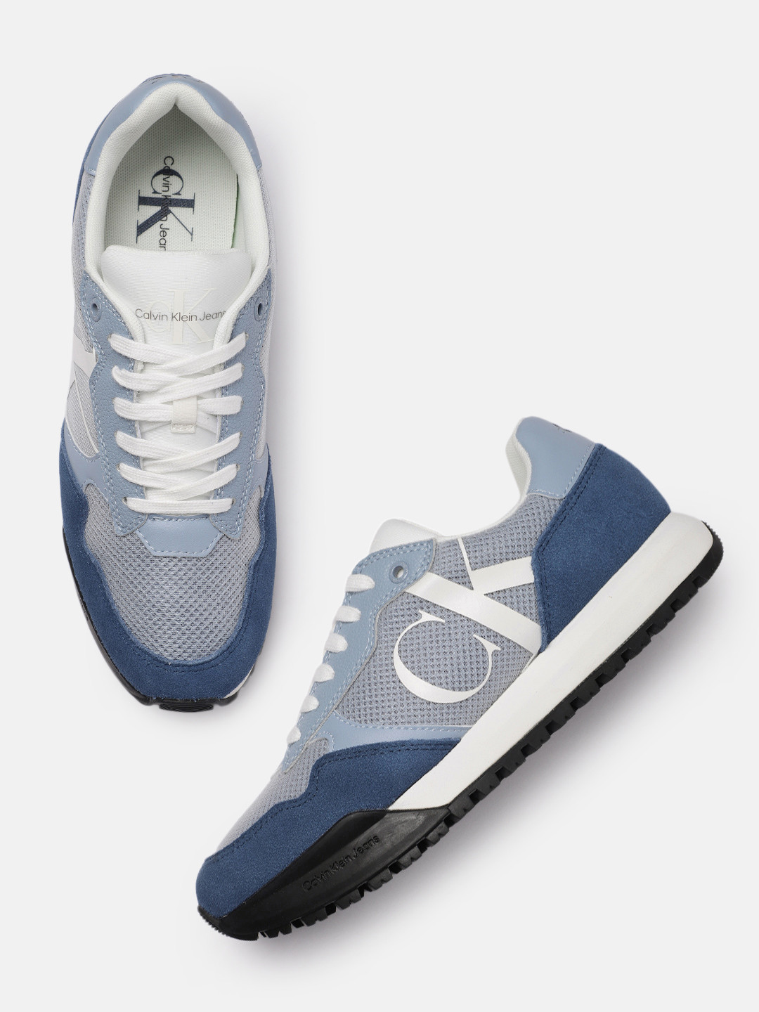 

Calvin Klein Jeans Men Leather Sneakers, Blue