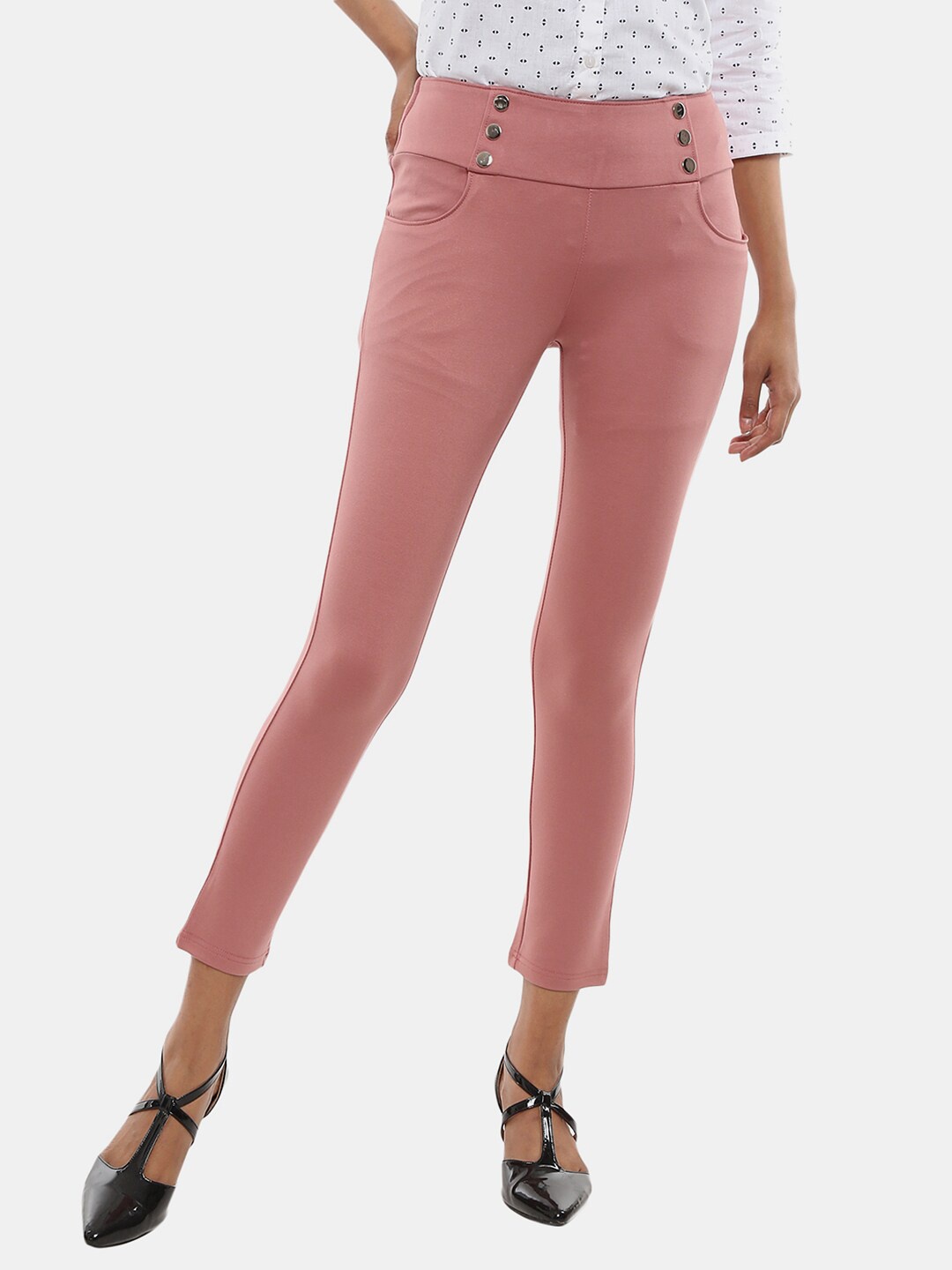 

V-Mart Women Regular Fit Cotton Jeggings, Pink