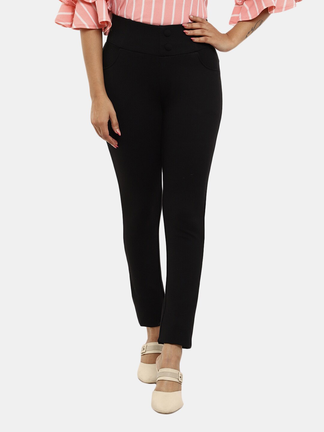 

V-Mart Women Regular Fit Cotton Jeggings, Black