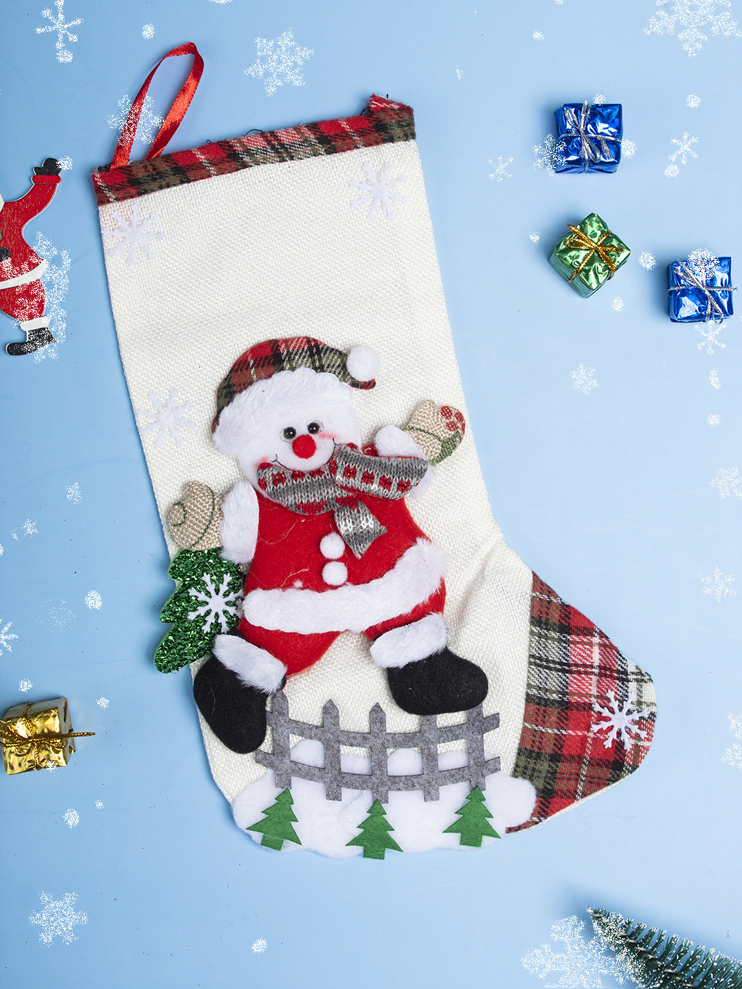 

MARKET99 Snowman Christmas Hanging Stocking, White