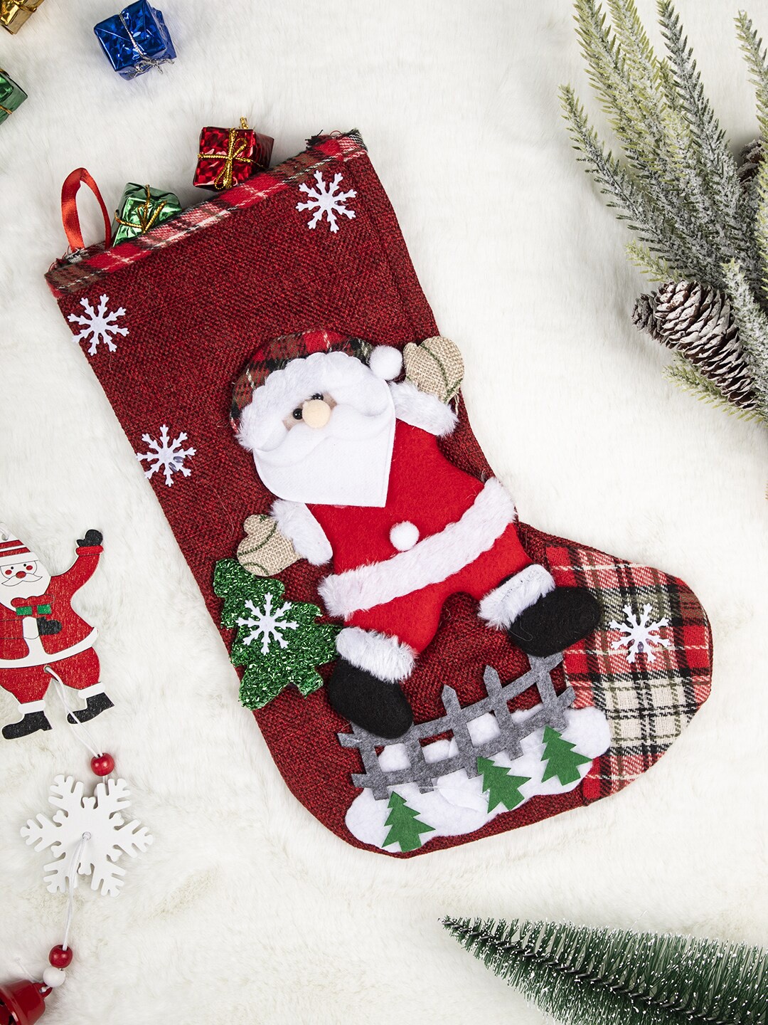 

MARKET99 Santa Claus Christmas Hanging Stocking, Red