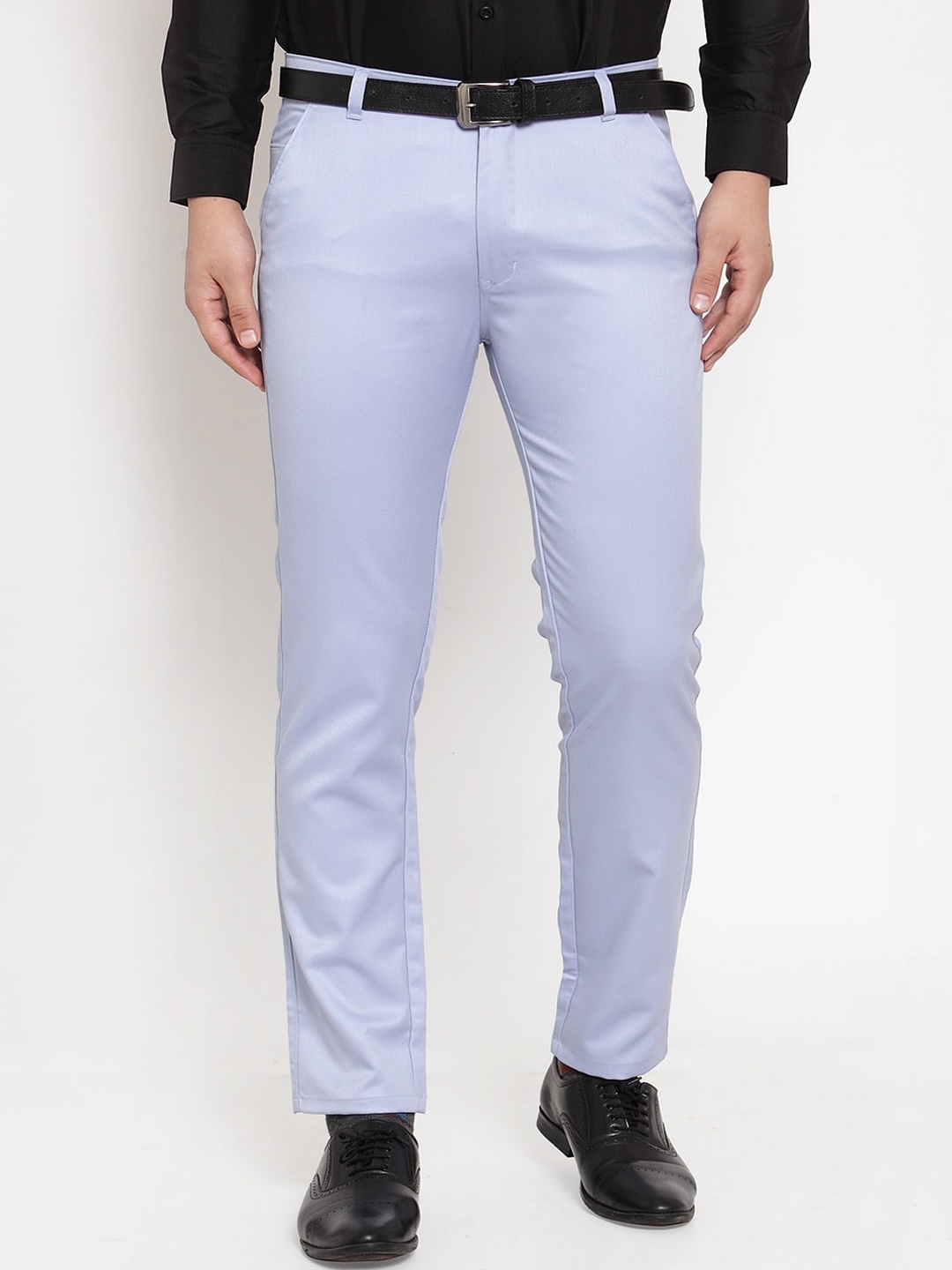 

JAINISH Men Smart Tapered Fit Easy Wash Cotton Formal Trousers, Blue