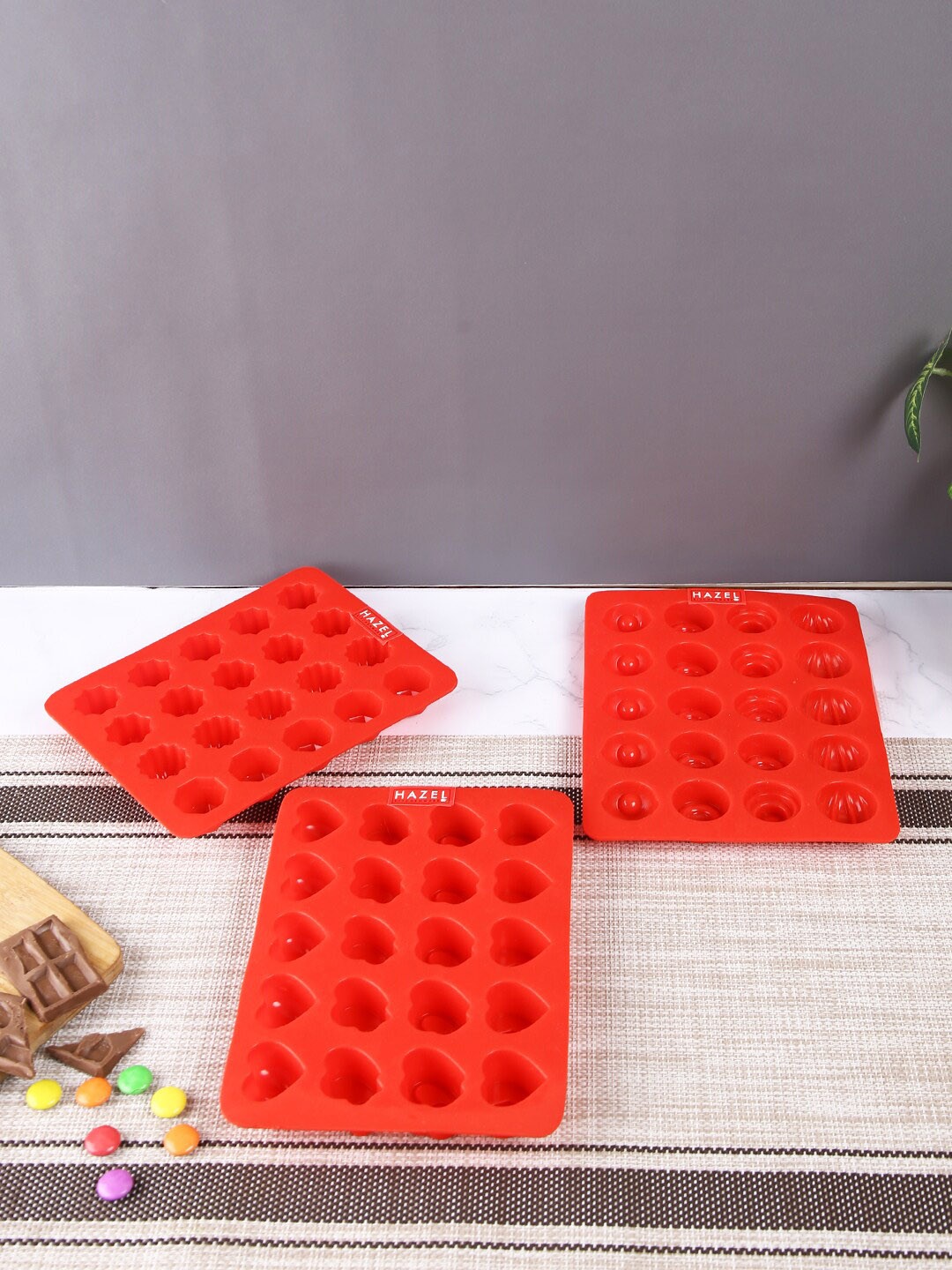 

HAZEL Set Of 3 Silicone Heart Flower Chocolate 3D DIY Homemade Candy Baking Mould, Red