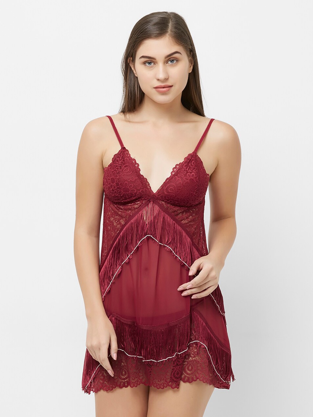 

FashionRack Maroon Net Baby Doll