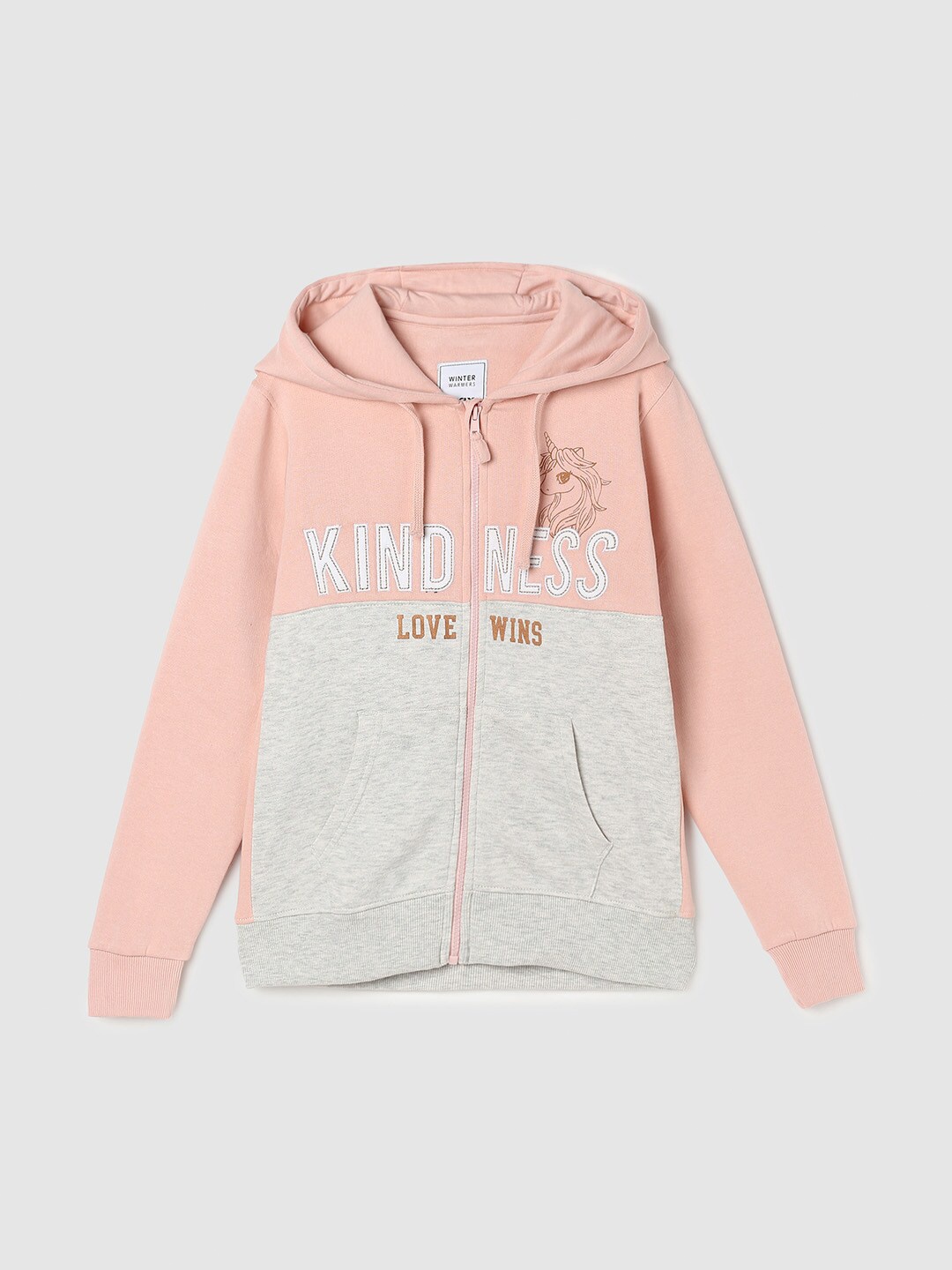 

max Girls Peach-Coloured Colourblocked Cotton Sweatshirt