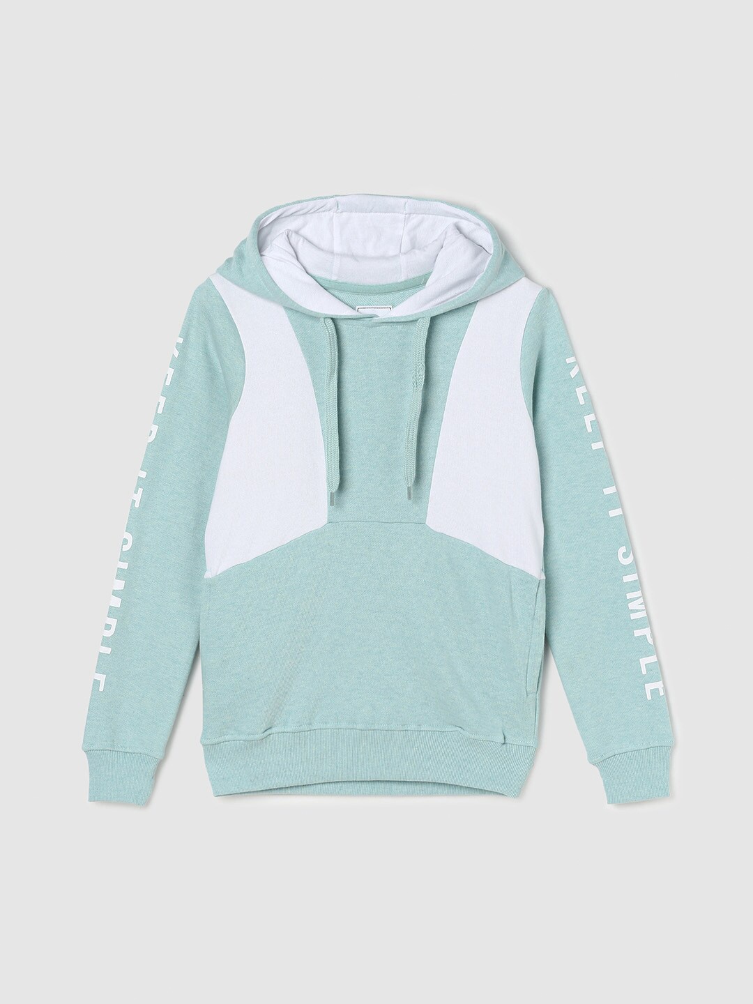

max Girls Sea Green Colourblocked Cotton Sweatshirt