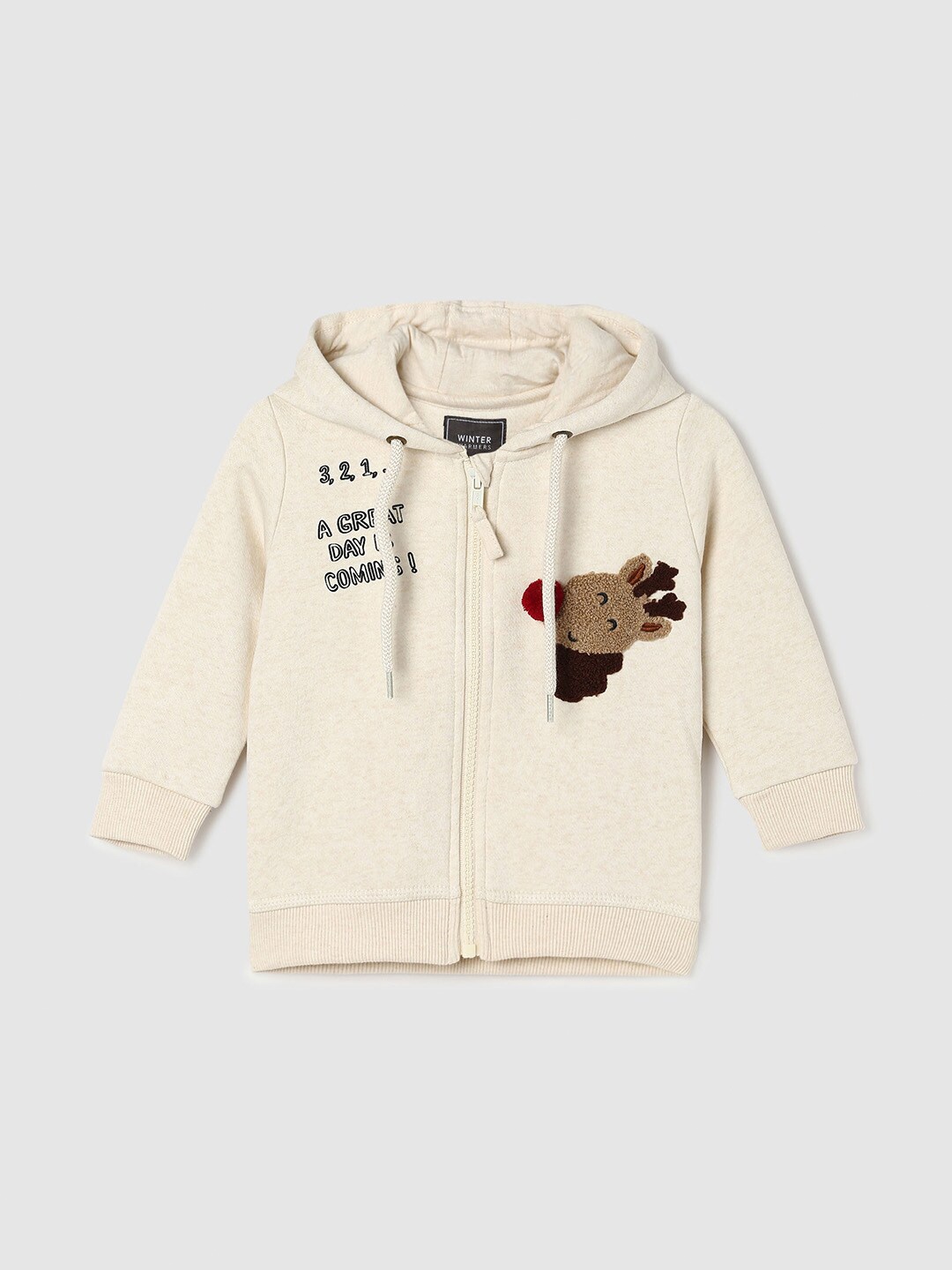 

max Boys Beige Embroidered Sweatshirt