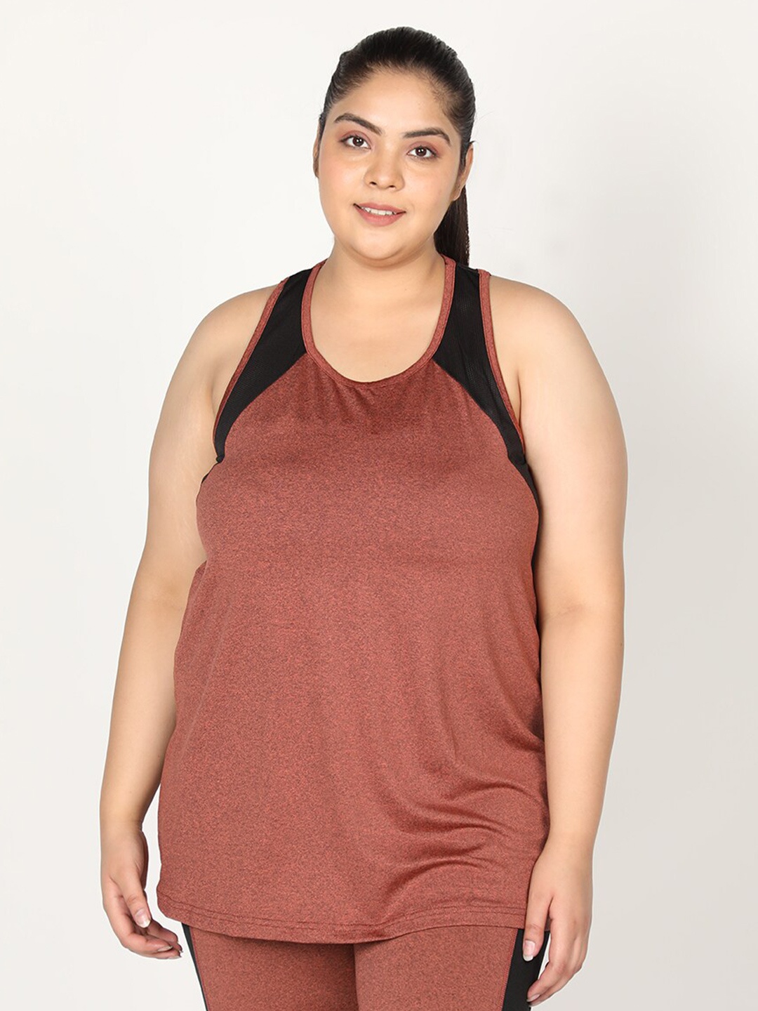 

CHKOKKO Rust Colourblocked Tank Top